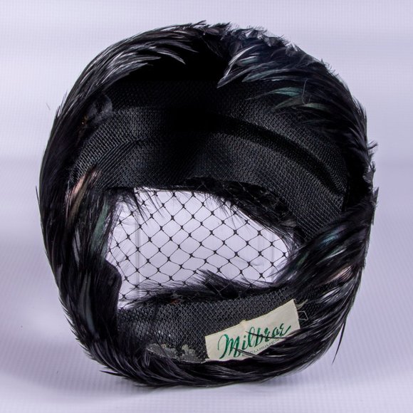 Milbrae Vintage Black Feather & Net Hat - Picture 7 of 8